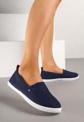 Granatowe Tenisówki Vices Basic z Materiałowymi Gumkami Aretela. Niebieskie trampki Renee, bez wzorów, z jeansu, eleganckie, bez zapięcia. W wyprzedaży za 39.99 zł.