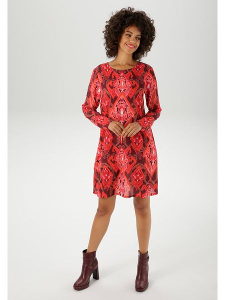 Aniston Sukienka w kolorze bordowo-czerwonym rozmiar: 40. Czerwone sukienki Aniston, na co dzień, bez wzorów, retro, bez kołnierzyka, bez ramiączek, mini, proste. Za 104.64 zł.