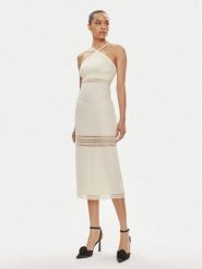 Patrizia Pepe Sukienka letnia 2A2729/A268-W362 Écru Slim Fit. Sukienki Patrizia Pepe, bez wzorów, z syntetyku, bez kołnierzyka, bez ramiączek. Za 2,239.00 zł.