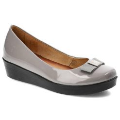 Szare Półbuty Maciejka Damskie Eleganckie Obuwie. Szare półbuty wsuwane Maciejka, bez wzorów, ze skóry, eleganckie, bez obcasa, na koturnie. Za 169.00 zł.