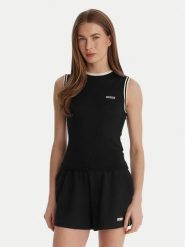 Guess Top V6GR02 Z0723 Czarny Regular Fit. Czarne topy Guess, xs, z aplikacjami, z syntetyku, bez kołnierzyka, bez ramiączek. Za 329.99 zł.