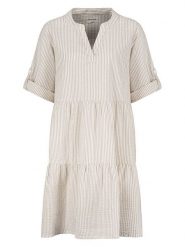 Fresh Made Sukienka w kolorze beżowo-białym rozmiar: M. Białe sukienki Fresh Made, m, bez wzorów, z bawełny, bez kołnierzyka, bez ramiączek, midi. Za 113.90 zł.