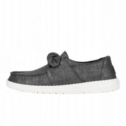 HEYDUDE Damskie Mokasyny Wendy Bow Shimmer. Szare mokasyny Hey dude, bez wzorów, z materiału. Za 219.00 zł.