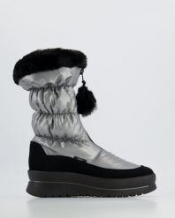 SZARE ŚNIEGOWCE 5302 GUM PIOMBO. Szare botki Venezia, bez wzorów, bez obcasa, bez zapięcia. Za 259.00 zł.