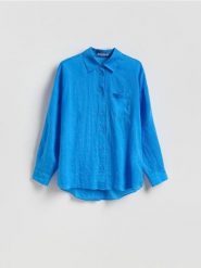 Koszula z lyocellem - niebieski. Niebieskie koszule Reserved, l, bez wzorów, z lyocellu, bez kołnierzyka, bez ramiączek. Za 119.99 zł.