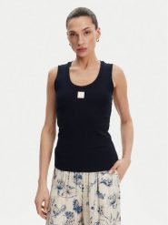 Fracomina Top FP25ST2001J40101 Granatowy Slim Fit. Niebieskie topy Fracomina, xs, bez wzorów, z bawełny, bez kołnierzyka, bez ramiączek. Za 109.99 zł.