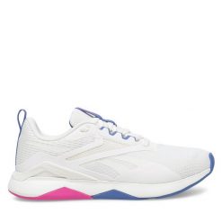 Buty na siłownię Reebok. Białe buty treningowe Reebok, bez wzorów, bez zapięcia, na fitness i siłownię. Za 299.99 zł.
