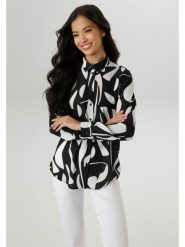 Aniston Bluzka w kolorze czarno-białym rozmiar: 46. Czarne bluzki Aniston, bez wzorów, bez kołnierzyka, bez ramiączek. Za 86.99 zł.