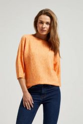 Sweter z rękawem 3/4 pomarańczowy. Brązowe swetry MOODO, l, bez wzorów, z elastanu, bez ramiączek. W wyprzedaży za 47.99 zł.