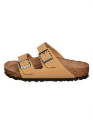 Birkenstock Skórzane klapki "Arizona" w kolorze beżowym rozmiar: 40. Brązowe klapki Birkenstock, bez wzorów, klasyczne, z otwartym noskiem, bez obcasa, bez zapięcia. Za 332.24 zł.