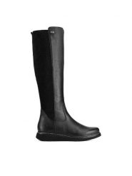Remonte Oficerki D3975-01 Czarny. Czarne kozaki Remonte, bez wzorów, ze skóry, bez obcasa, na płaskiej podeszwie, bez zapięcia. Za 455.00 zł.