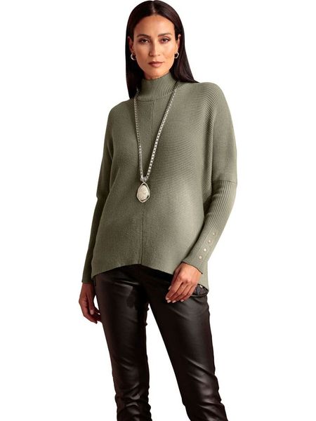 Heine Sweter w kolorze khaki rozmiar: 38. Brązowe swetry Heine, bez wzorów, prążkowane, bez ramiączek. Za 83.22 zł.
