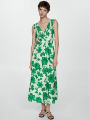 Mango Sukienka letnia Fraterni 77012926 Zielony Regular Fit. Zielone sukienki Mango, m, bez wzorów, z wiskozy, bez kołnierzyka, bez ramiączek. Za 65.99 zł.