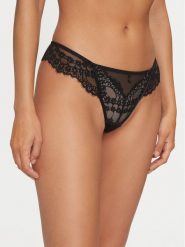 Hunkemöller Stringi Daisy 206017 Czarny. Czarne stringi Hunkemöller, bez wzorów, z syntetyku. Za 39.99 zł.