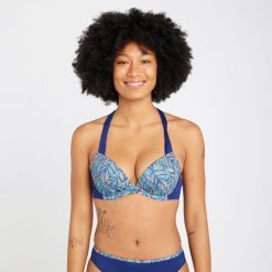 Góra kostiumu kąpielowego surfingowego damska Olaian Elena Foly. Bikini OLAIAN, bez wzorów, sportowe. Za 79.99 zł.