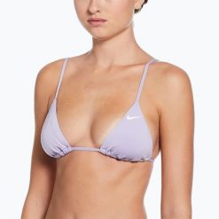 Góra od stroju pływackiego Nike Essential Triangle Bikini. Niebieskie bikini Nike, bez wzorów. Za 99.99 zł.