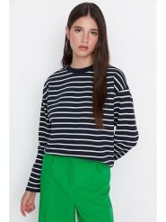 Trendyol Bluza w kolorze czarno-białym rozmiar: M. Białe bluzy Trendyol, m, bez wzorów, bez ramiączek, bez kaptura. Za 43.88 zł.