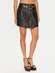 Just Cavalli Spódnica skórzana 77PAEP12 Czarny Slim Fit. Czarne spódnice Just Cavalli, bez wzorów, ze skóry. Za 1,099.00 zł.