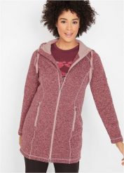 Długa bluza rozpinana z polaru, z kapturem. Czerwone bluzy z kapturem bonprix, bez wzorów, z polaru. Za 169.99 zł.