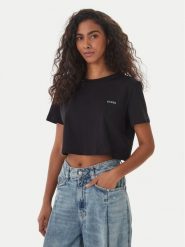 Guess T-Shirt V6GI17 K2984 Czarny Regular Fit. Czarne t-shirty Guess, s, z aplikacjami, z bawełny, bez kołnierzyka, bez ramiączek. Za 134.99 zł.