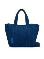 Calvin Klein Torebka Webbing Strap Canvas Small Tote LV04F3384G Niebieski. Niebieskie torebki klasyczne Calvin Klein, bez wzorów, z materiału, bez dodatków. Za 489.99 zł.