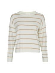 MOSS COPENHAGEN Sweter w kolorze kremowym rozmiar: S/M. Brązowe swetry Moss Copenhagen, m, bez wzorów, z wiskozy, klasyczne, bez ramiączek. Za 145.26 zł.