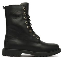 Trzewiki Timberland. Czarne botki Timberland, bez wzorów, bez obcasa, na płaskiej podeszwie, bez zapięcia. Za 739.99 zł.