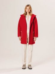 Rodier Wełniany płaszcz w kolorze czerwonym rozmiar: L. Czerwone płaszcze Rodier, l, bez wzorów, z tkaniny, bez kaptura. Za 391.99 zł.