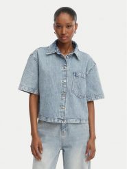 HUGO Koszula jeansowa Gesila_1 50559758 Błękitny Relaxed Fit. Niebieskie koszule Hugo, xs, bez wzorów, z bawełny, bez kołnierzyka, bez ramiączek. Za 699.99 zł.