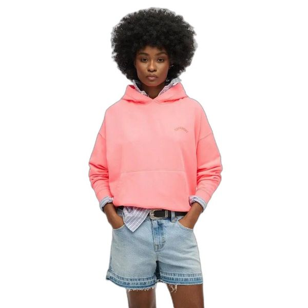 Bluza damska z kapturem Superdry Essential. Czerwone bluzy Superdry, l, bez wzorów, prążkowane, klasyczne, bez ramiączek, z kapturem. Za 275.75 zł.