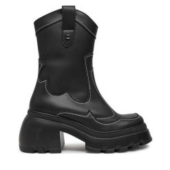 Botki Altercore. Czarne botki Altercore, bez wzorów, bez obcasa, na słupku, bez zapięcia. Za 419.99 zł.