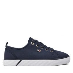 Tenisówki Tommy Hilfiger. Niebieskie trampki Tommy Hilfiger, bez wzorów, bez zapięcia. Za 259.99 zł.