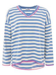 Zwillingsherz Bluza "Neon Stripes" w kolorze biało-niebieskim rozmiar: onesize. Białe bluzy Zwillingsherz, bez wzorów, bez kaptura. Za 197.79 zł.