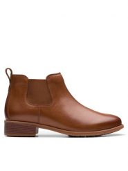 Clarks Sztyblety Havisham Top 26178718 Brązowy. Brązowe botki Clarks, bez wzorów, ze skóry, bez obcasa, na płaskiej podeszwie, bez zapięcia. Za 259.99 zł.