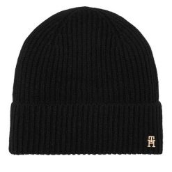 Czapka Tommy Hilfiger. Czarne czapki zimowe Tommy Hilfiger, bez wzorów. Za 369.99 zł.