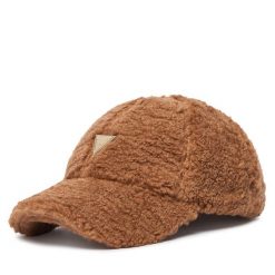 Czapka z daszkiem Guess. Brązowe czapki z daszkiem Guess, z aplikacjami. Za 264.99 zł.