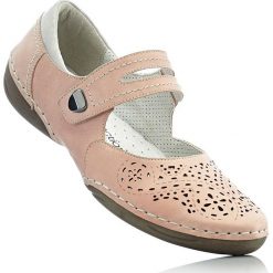 Wygodne baleriny skórzane bonprix dymny jasnoróżowy. Czerwone baleriny bonprix, bez wzorów, bez obcasa, bez zapięcia. Za 109.99 zł.