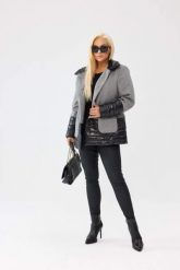 Elegancka damska kurtka Viktoria w jodełkę z pikowanymi wstawkami - lekko ocieplona PLUS SIZE XXL OVERSIZE JESIEŃ. Kurtki Moda Size Plus Iwanek, na jesień, plus size, bez wzorów, z tkaniny, eleganckie, bez kaptura. Za 399.90 zł.