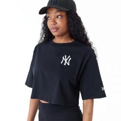 Damski crop top New York Yankees MLB. Czarne topy New Era, bez wzorów, z bawełny, sportowe, bez kołnierzyka, bez ramiączek. Za 217.00 zł.