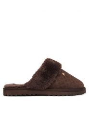 Tommy Hilfiger Kapcie Th Premium Shearling Shoes FW0FW09947 Brązowy ciemny. Brązowe kapcie Tommy Hilfiger, bez wzorów, ze skóry. Za 409.99 zł.