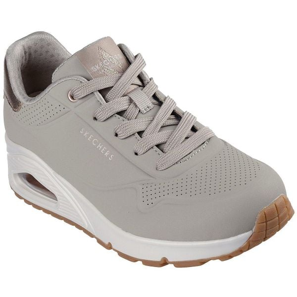 Buty sportowe damskie Skechers Uno Golden Air. Szare buty sportowe lifestyle Skechers, bez wzorów, z syntetyku, sportowe, bez zapięcia. Za 490.00 zł.