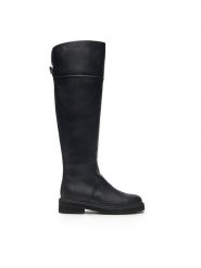 TWINSET Kozaki 242TGT174 Czarny. Czarne kozaki Twinset, bez wzorów, ze skóry, bez obcasa, na płaskiej podeszwie, bez zapięcia. Za 1,299.00 zł.
