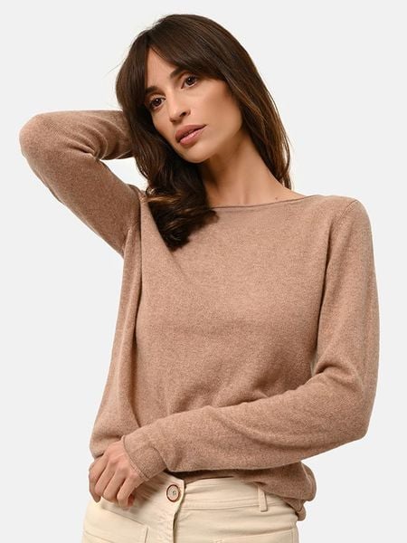 Just Cashmere Kaszmirowy sweter "Grace" w kolorze beżowym rozmiar: M. Brązowe swetry Just Cashmere, m, bez wzorów, z kaszmiru, bez ramiączek. Za 439.95 zł.