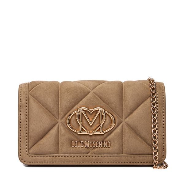Torebka LOVE MOSCHINO. Brązowe kopertówki Love Moschino, bez wzorów, wizytowe, bez dodatków. Za 379.99 zł.