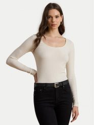 LAUREN RALPH LAUREN Bluzka 200980145001 Beżowy Slim Fit. Brązowe bluzki Lauren Ralph Lauren, s, bez wzorów, z bawełny, bez kołnierzyka, bez ramiączek. Za 419.99 zł.