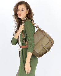 Hobo bag skórzany MARCO MAZZINI beżowa v249d. Brązowe torebki klasyczne bez wzorów, ze skóry, bez dodatków. Za 629.00 zł.