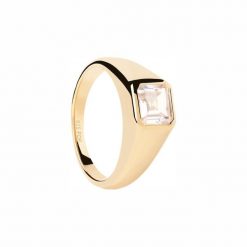 P D Paola Pierścionek P D Paola The New Essentials - pozłacany i 925 sterling silver i srebro Pierścionki 1 ct Damski. Szare pierścionki P D Paola, z cyrkonią, pozłacane. Za 422.99 zł.