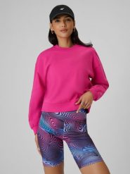 4F Bluza dresowa regular bez kaptura damska - różowa L. Czerwone bluzy 4f, l, bez wzorów, z dresówki, klasyczne, bez ramiączek, bez kaptura. Za 159.99 zł.