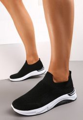 Czarne Buty Sportowe Przed Kostkę ze Skarpetkową Cholewką Libbita. Czarne buty sportowe lifestyle Renee, bez wzorów, sportowe, przed kostkę, bez zapięcia. W wyprzedaży za 39.99 zł.
