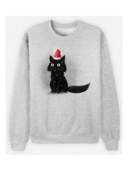 WOOOP Bluza "Christmas Cat" w kolorze szarym rozmiar: S. Szare bluzy bez kaptura Wooop, s, bez wzorów, bez kaptura. Za 100.99 zł.
